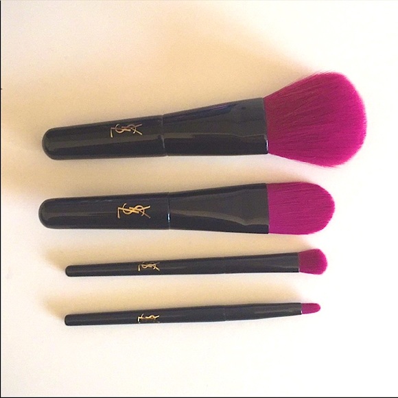 YSL Travel Mini Makeup Brushes Set & Mesh Zip Case Only - No Box- Rare Find Blk - Picture 3 of 4